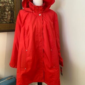 NWT, Jones New York Bold Red Water Repellent Jacket w/ Hood, Sz 3x